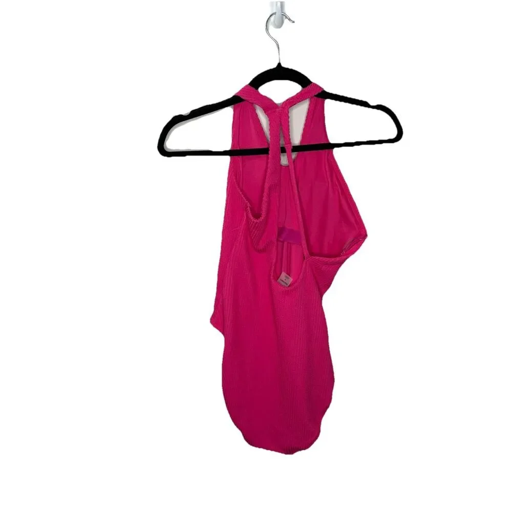 Old Navy Textured Eyelet V-Neck One Piece Dark Pink Size Medium New NWOT